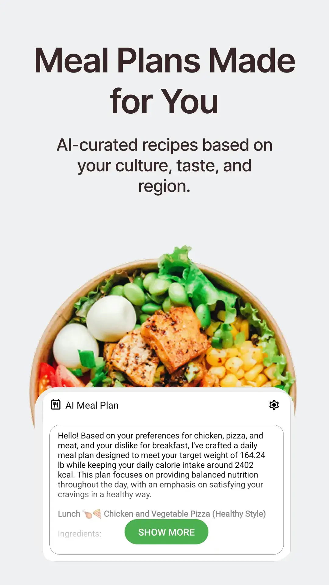 Meal plan view